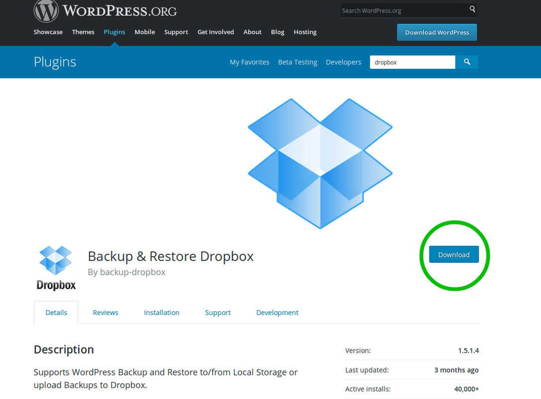 Backup & Restore Dropbox plugin for wordpress